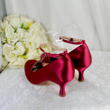 Load image into Gallery viewer, Burgundy Round Toe Shoes with Ankle Strap - UK4 - Ready to Dispatch