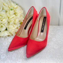 Load image into Gallery viewer, Red Satin Pointed Toe Court Shoes - UK4 - Ready to Dispatch