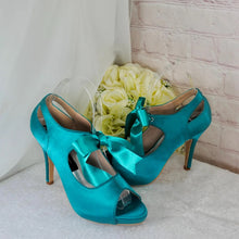 Load image into Gallery viewer, Teal Peep Toe Booties - Uk4 - Ready to Dispatch