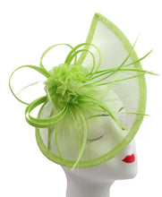 Load image into Gallery viewer, Sinamay Tear Drop Fascinator with Flower and Feathers
