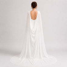 Load image into Gallery viewer, Chiffon Bridal Cloak with Lace - Red, Black, White, Ivory, Champagne