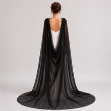 Load image into Gallery viewer, Chiffon Bridal Cloak with Lace - Red, Black, White, Ivory, Champagne