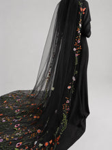 Load image into Gallery viewer, Secret Garden Orange Embroidered Edge Wedding Veil – Floral Tulle Veil, Long Length