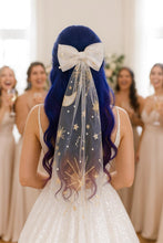 Load image into Gallery viewer, Celestial Tulle Bridal Hair Bow – Ivory, Gold & Silver