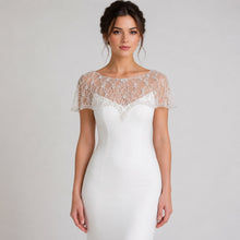 Load image into Gallery viewer, Crystal Embellished Bridal Cape, Wedding Dress Cover Up