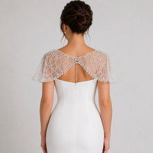 Load image into Gallery viewer, Crystal Embellished Bridal Cape, Wedding Dress Cover Up