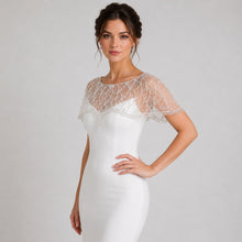 Load image into Gallery viewer, Crystal Embellished Bridal Cape, Wedding Dress Cover Up