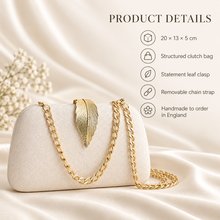 Load image into Gallery viewer, Leaf Clasp Evening Clutch Bag – Bridal & Occasion Bag