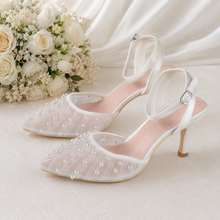 Load image into Gallery viewer, Ivory Pearl Satin Sandals
