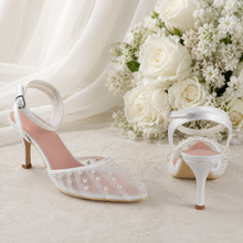 Load image into Gallery viewer, Ivory Pearl Satin Sandals