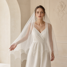 Load image into Gallery viewer, Luxury Crystal Beaded Bridal Veil - With Blusher and Comb