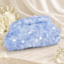 Load image into Gallery viewer, Sparkling Sequin Clutch Bag – Ivory or Light Blue