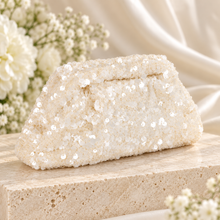 Load image into Gallery viewer, Sparkling Sequin Clutch Bag – Ivory or Light Blue