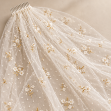 Load image into Gallery viewer, Swiss Dot Floral Embroidered Bridal Veil – 90cm – Sale