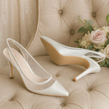 Load image into Gallery viewer, Ivory Satin Sling Backs