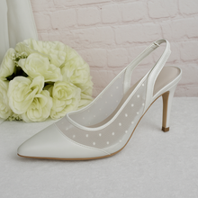 Load image into Gallery viewer, Ivory Satin Sling Backs