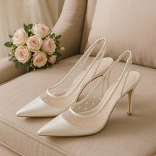 Load image into Gallery viewer, Ivory Satin Sling Backs