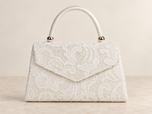 Load image into Gallery viewer, Ivory Lace Bridal Handbag with Top Handle – Sale