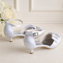 Load image into Gallery viewer, Kitten Heels Bridal Sandals | 5cm Heel Satin Wedding Shoes | Custom Colours