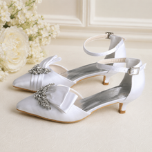 Load image into Gallery viewer, Kitten Heels Bridal Sandals | 5cm Heel Satin Wedding Shoes | Custom Colours