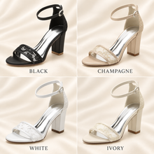 Load image into Gallery viewer, Lace Block-Heel Bridal Sandals | Four Colours