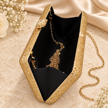 Load image into Gallery viewer, Handmade Crystal Box Clutch Bag – Luxury Evening Purse with Removable Chain