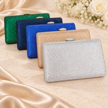 Load image into Gallery viewer, Handmade Crystal Box Clutch Bag – Luxury Evening Purse with Removable Chain