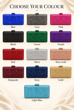 Load image into Gallery viewer, Handmade Crystal Box Clutch Bag – Luxury Evening Purse with Removable Chain