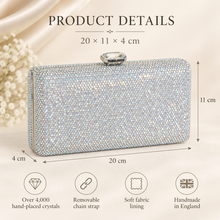 Load image into Gallery viewer, Handmade Crystal Box Clutch Bag – Luxury Evening Purse with Removable Chain