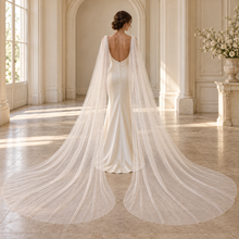 Load image into Gallery viewer, Black Bridal Veil Wings | 300 cm Split Tulle Wedding Cape