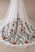 Load image into Gallery viewer, White Autumn Wildflower Embroidered Bridal Veil – 200cm – Sale