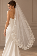 Load image into Gallery viewer, Ivory Sequin Lace Edge Bridal Veil – 150cm – Sale