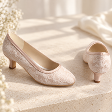 Load image into Gallery viewer, Kitten Heel Lace 5cm Low Bridal Shoes