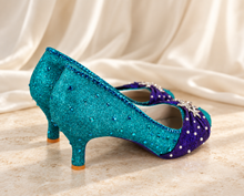 Load image into Gallery viewer, Ariel Inspired Bridal Heels | Teal & Purple Mermaid Wedding Shoes