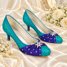 Load image into Gallery viewer, Ariel Inspired Bridal Heels | Teal & Purple Mermaid Wedding Shoes