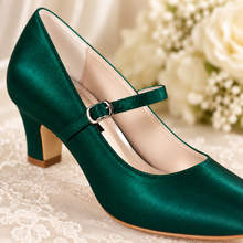 Load image into Gallery viewer, Satin Mary Jane Bridal Shoes – 7cm Block Heels