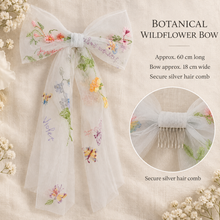 Load image into Gallery viewer, Botanical Tulle Bridal Bow - Embroidered Meadow Flower Bridal Veil Bow