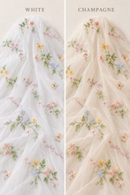 Load image into Gallery viewer, Embroidered Wildflower Wedding Veil – White or Champagne