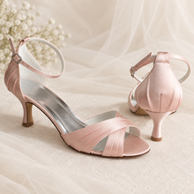 Load image into Gallery viewer, Custom Colour Satin Bridal Sandals – 3 Heel Heights