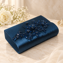 Load image into Gallery viewer, Navy Blue Fascinator & Clutch Bag– Handmade Beaded Wedding Guest Accessories