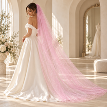 Load image into Gallery viewer, Pink Glitter Wedding Veil – Blush, Nude & Bridal Colours | 75–500 cm