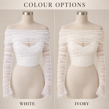 Load image into Gallery viewer, Pearl Tulle Bridal Dress Topper & Fingerless Sleeves