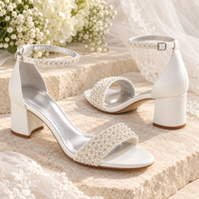 Load image into Gallery viewer, Pearl Bridal Block Heel Sandals | 6 cm or 8 cm