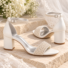 Load image into Gallery viewer, Pearl Bridal Block Heel Sandals | 6 cm or 8 cm