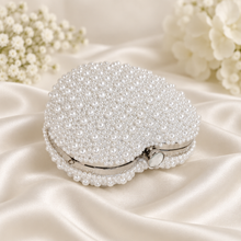 Load image into Gallery viewer, Pearl Heart Clutch Bag – Ivory or White Bridal Bag