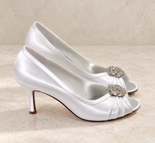 Load image into Gallery viewer, Peep Toe Satin Wedding Shoes | Custom Colours