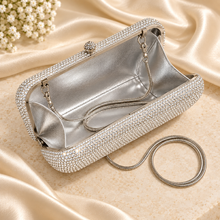 Load image into Gallery viewer, Personalised Crystal Name Clutch Bag – Custom Wedding & Evening Handbag