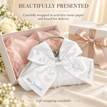 Load image into Gallery viewer, Personalised White Satin Bow Clutch Bag – Custom Bridal Wedding Purse