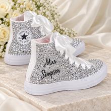 Load image into Gallery viewer, Personalised Crystal Wedding Converse | Hi Top or Low Top