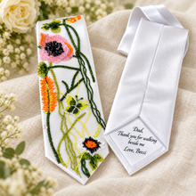 Load image into Gallery viewer, Personalised Embroidered Wildflower Wedding Tie